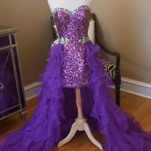 Purple High Low Party Time Formals size 6 dress
